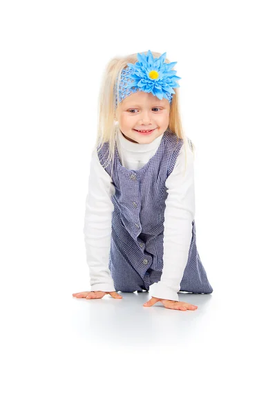 Little beautiful child crawls isolated — Stock Photo, Image