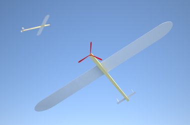 ahşap maket uçak gökyüzünde