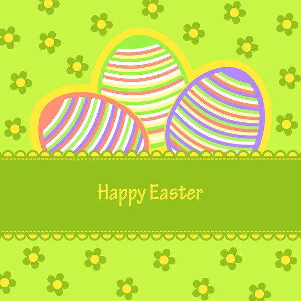 Postcard with Easter eggs painted in stripes — Stock Vector