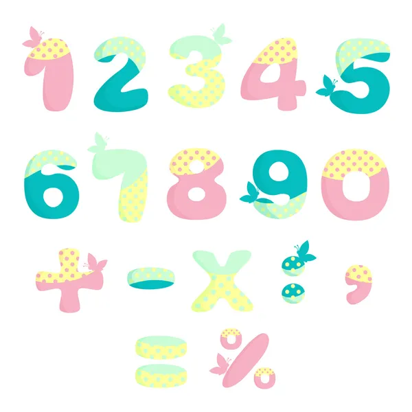 Vektor čísel pro děti s motýly — Stockový vektor