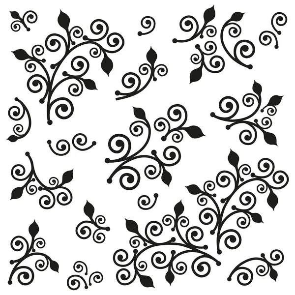 Conjunto de elementos abstractos de los pétalos y espirales — Vector de stock
