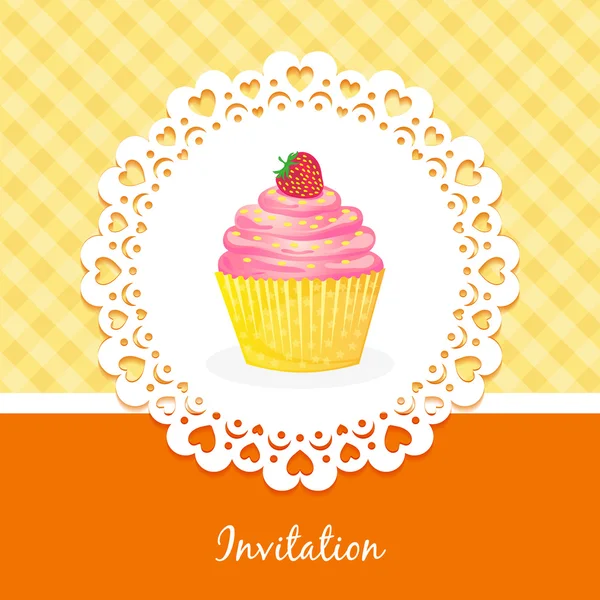 pasta ve çilek ile vektör kartı