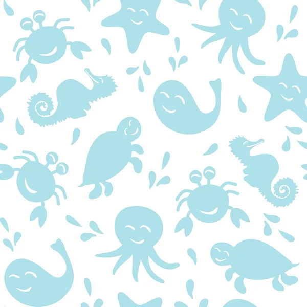 해양 동물의 완벽 한 패턴 — 스톡 벡터