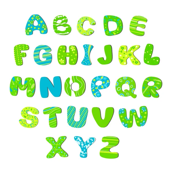 Çocuk alfabesi parlak yeşil mavi
