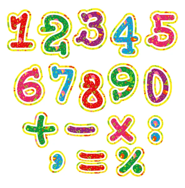 Numery jasny kolorowy alfabet dla dzieci — Wektor stockowy