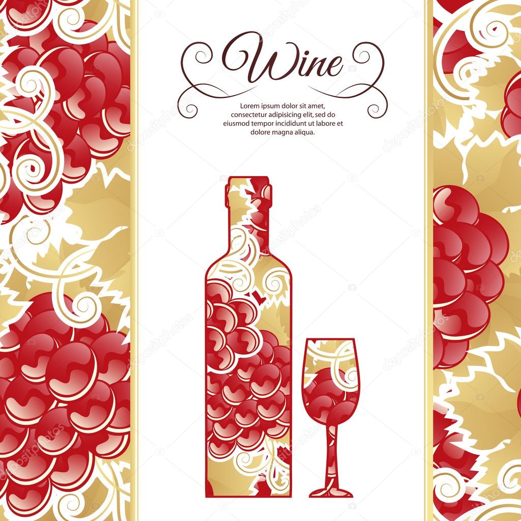 Wine list design, abstract bottle and wine glass