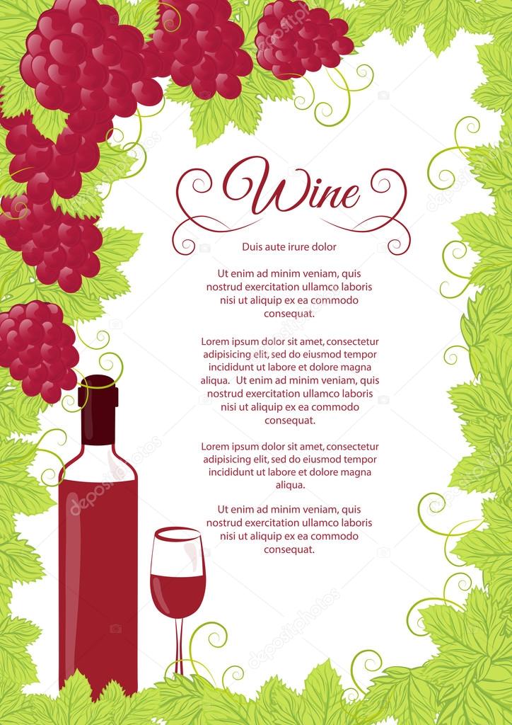 Wine list design red grapes
