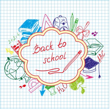 back to school drawing by hand in a notebook clipart