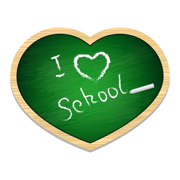 La pizarra de la escuela verde en forma de corazón — Vector de stock