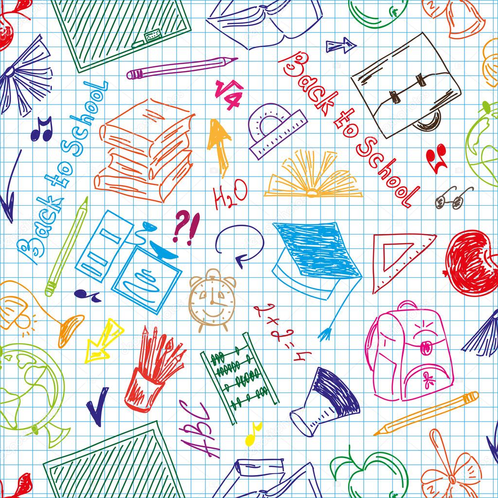 Seamless pattern colorful school supplies