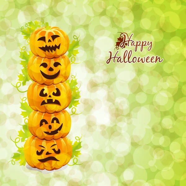 Feliz tarjeta de Halloween con calabazas — Vector de stock