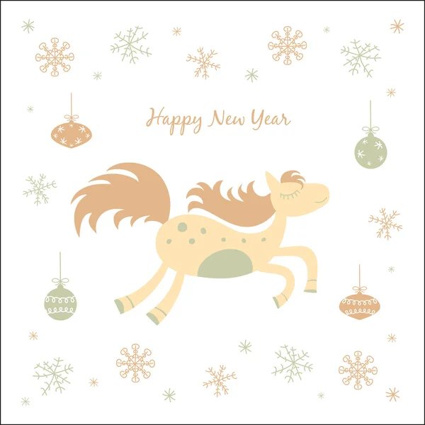 Yeni yıl kartı bir atı ile — Stok Vektör
