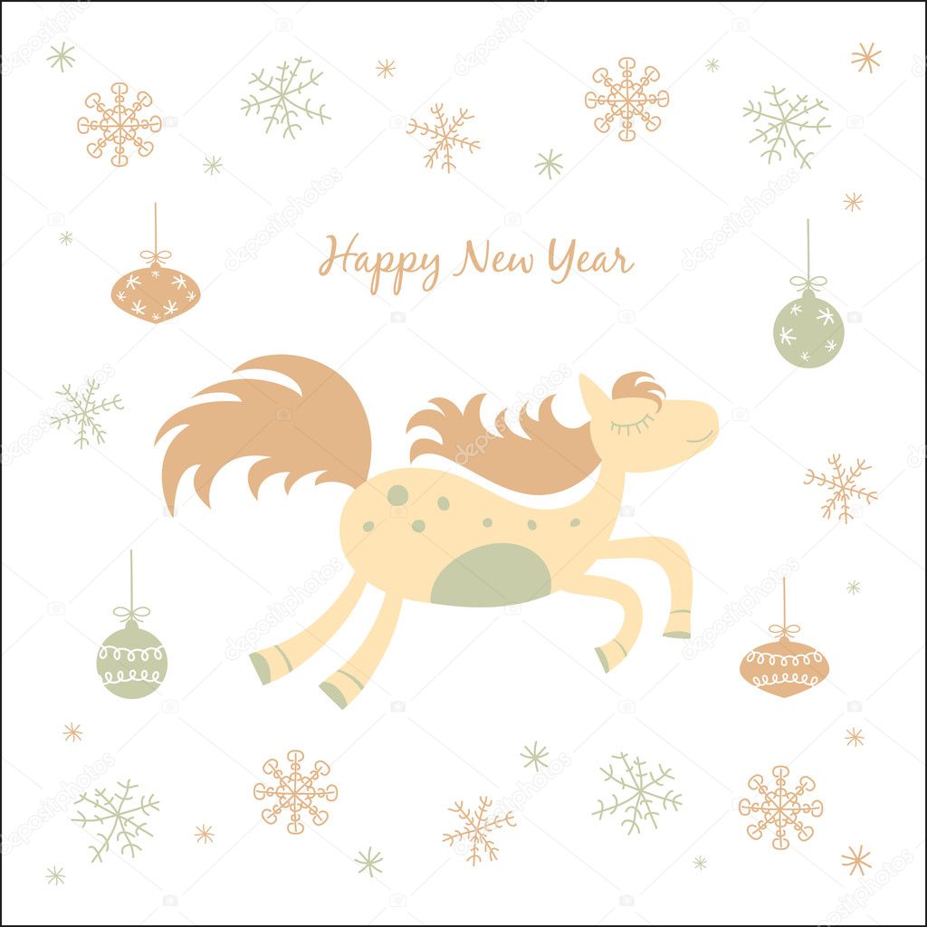 New Year card with a horse