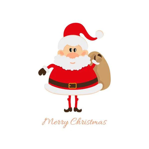 Santa Claus con una bolsa con regalos a sus espaldas — Vector de stock