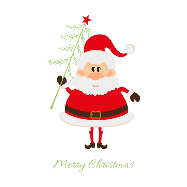 Santa con árbol de Navidad — Vector de stock