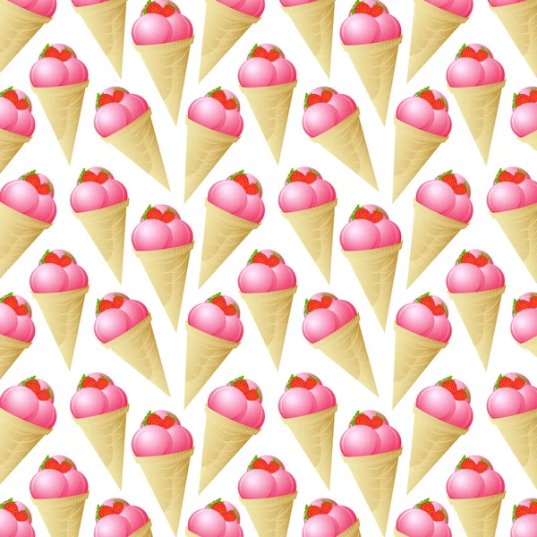 ラズベリーのアイスクリームとのシームレスなパターン — ストックベクタ