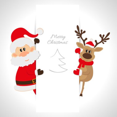 Noel Baba ve Ren geyiği tebrik kartı