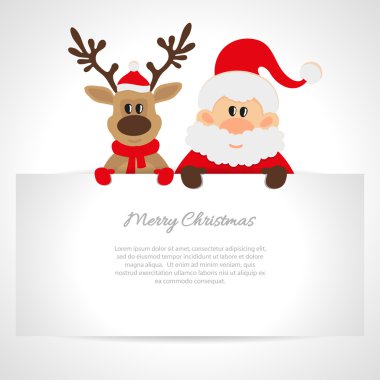 Noel Baba ve Ren geyiği tebrik kartı