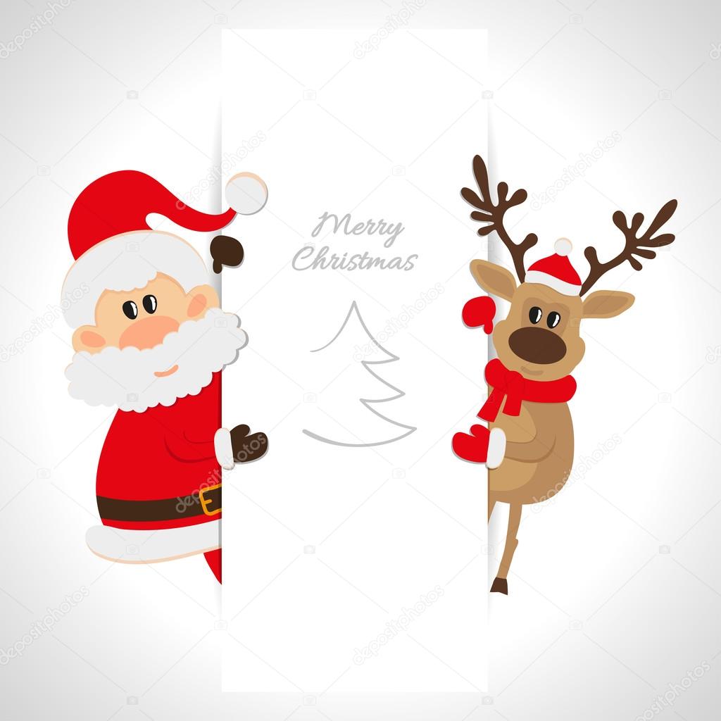 Santa Claus and reindeer greeting card