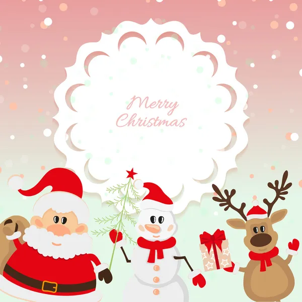 Santa Claus, reindeer, snowman — Stock Vector