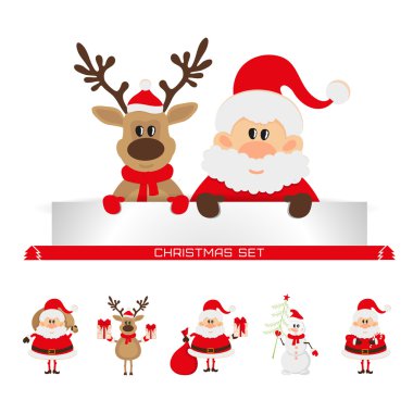 Santa Claus and reindeer with a place for text greeting card