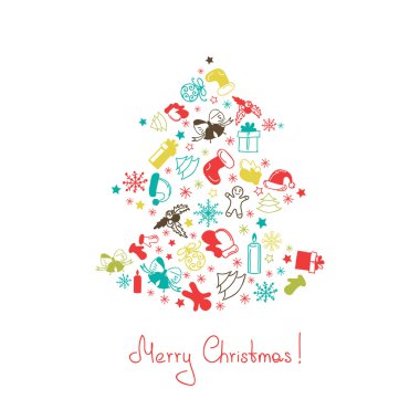 neşeli Noel kartı ile Noel ağacı