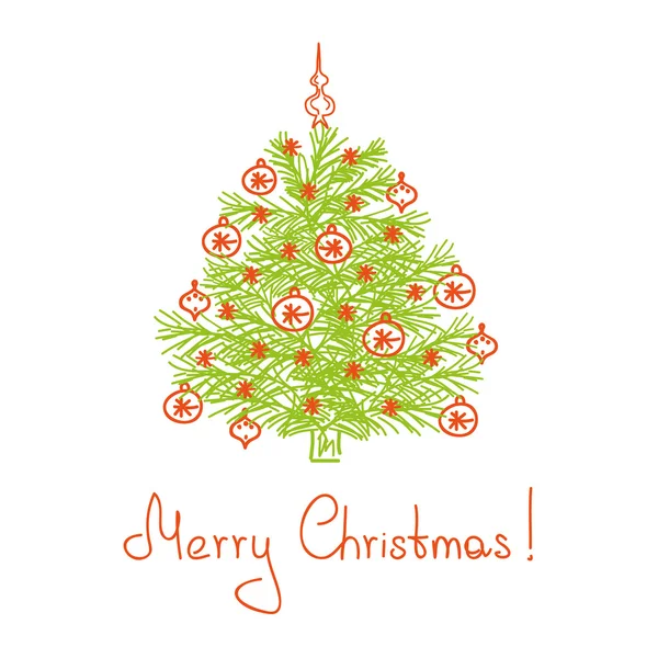 God jul kort med julgran — Stock vektor