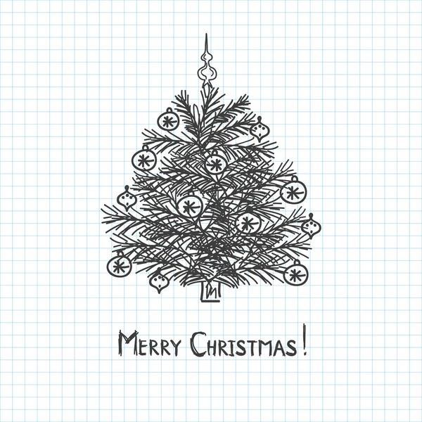 Merry Christmas card with Christmas tree — Stock Vector