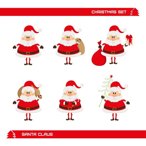 Set Natal Santa Claus - Stok Vektor