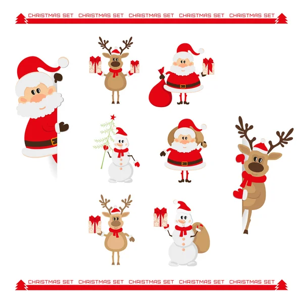 Noel, santa, raindeer ve kardan adam ayarla