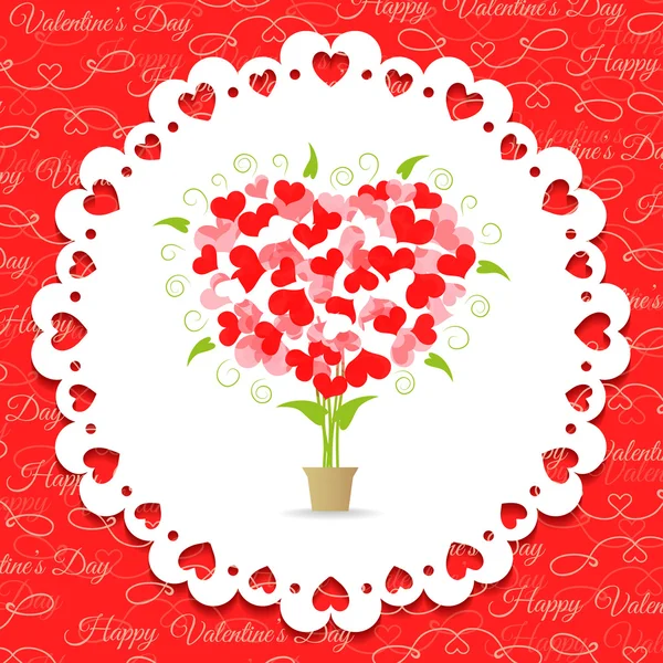 Postcard Happy Valentine's abstract tree of hearts — Stock Vector