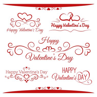 Set of calligraphic greetings for Valentines day clipart