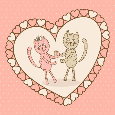 aşk kartı ile kedi