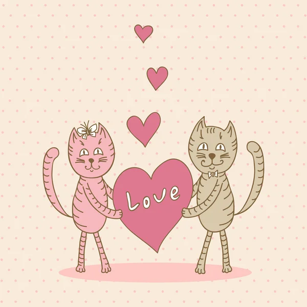 Carte d'amour avec chat — Image vectorielle