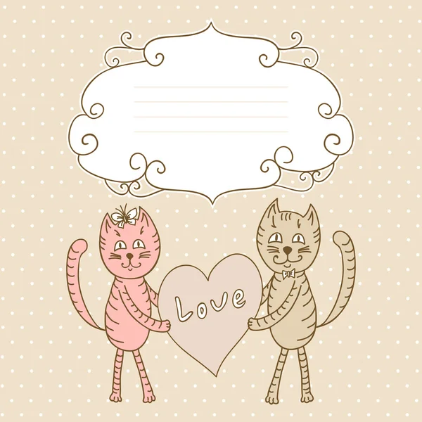 Card with lovers cats — Stock Vector