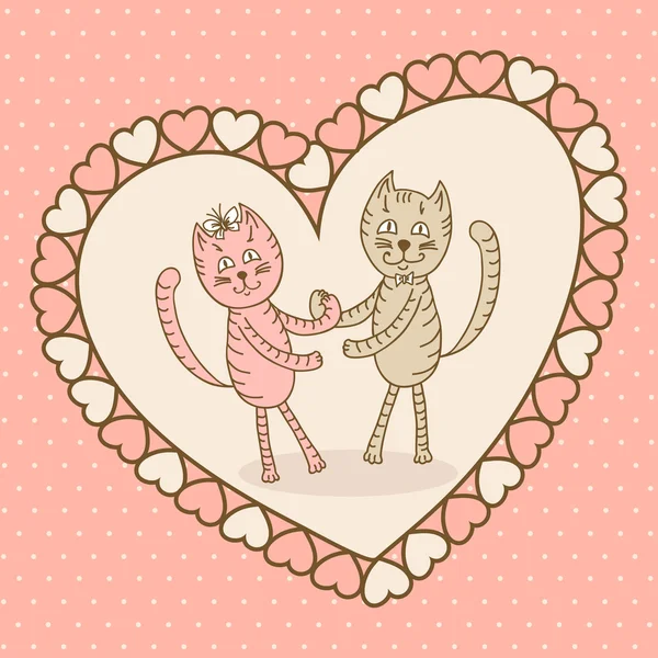Tarjeta de amor con gato — Vector de stock
