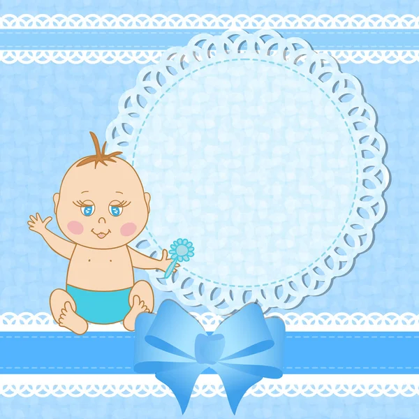 Babydouche, wenskaart voor babyjongen — Stockvector