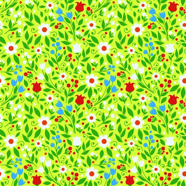 Seamless pattern bright spring flowers — Stock Vector