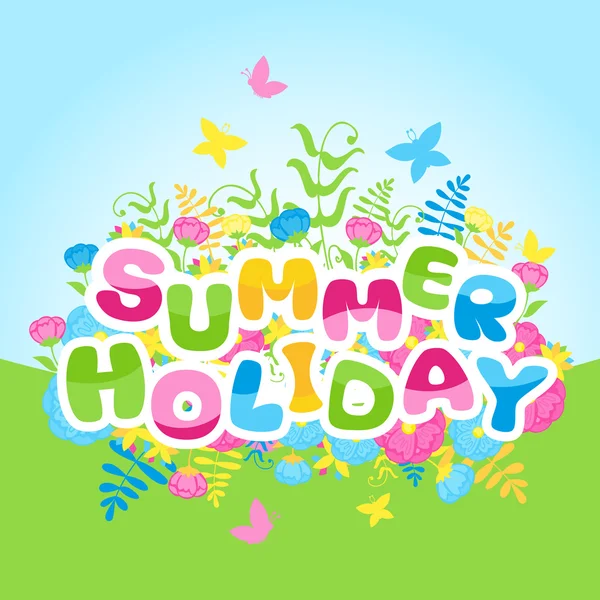 Vacaciones de verano inscripción de letras de colores — Vector de stock