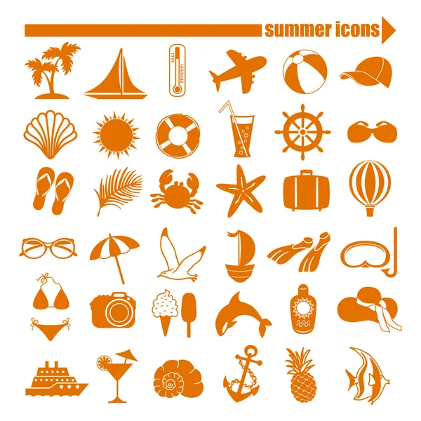 Conjunto de iconos de verano — Vector de stock