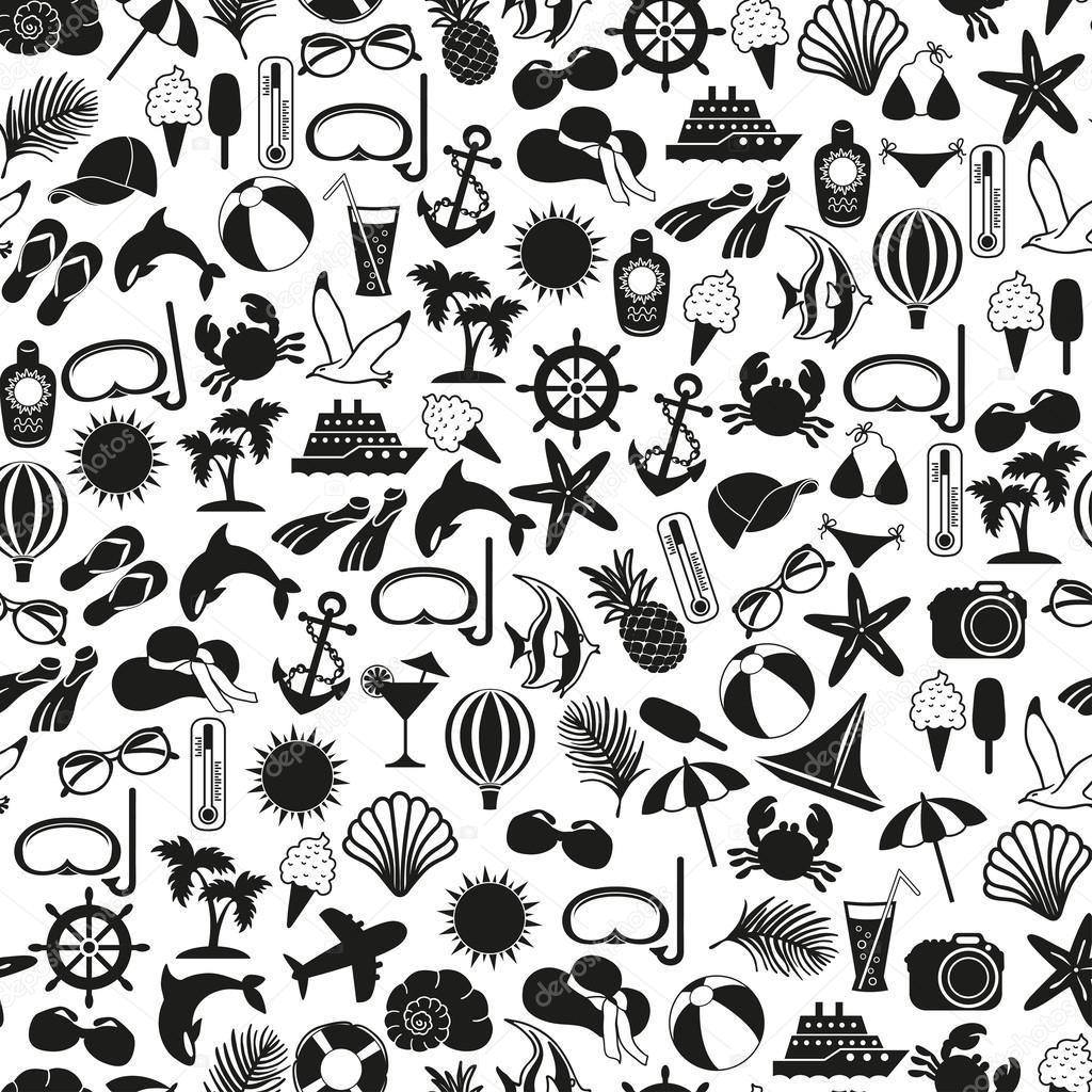 Seamless pattern summer icons