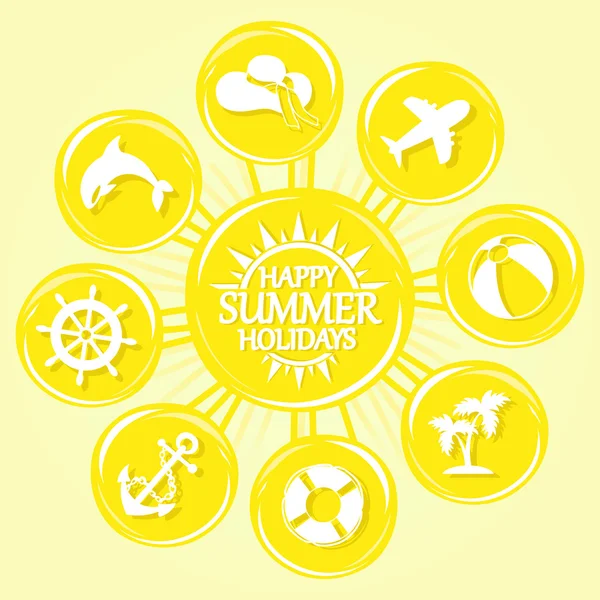 Zon en zomer pictogrammen — Stockvector
