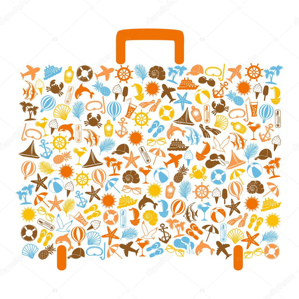 Travel bag consisting of summer icons