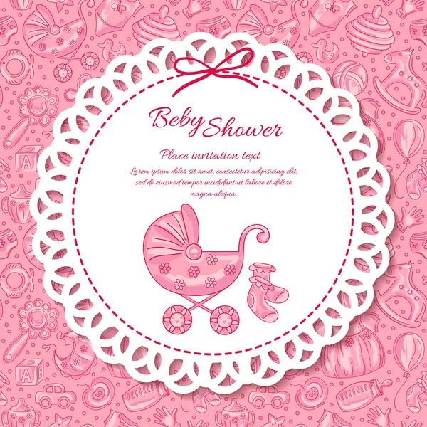Baby shower, greeting card for baby girl — Stock Vector