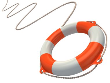 Lifebuoy in the air 3d illustration clipart