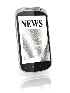 dokunmatik ekran telefon 3d konsept üzerine haber okuma