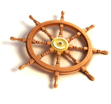 3d ship wheel isolated on white background clipart