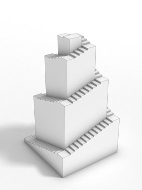 3d ziggurat structure with stairs clipart
