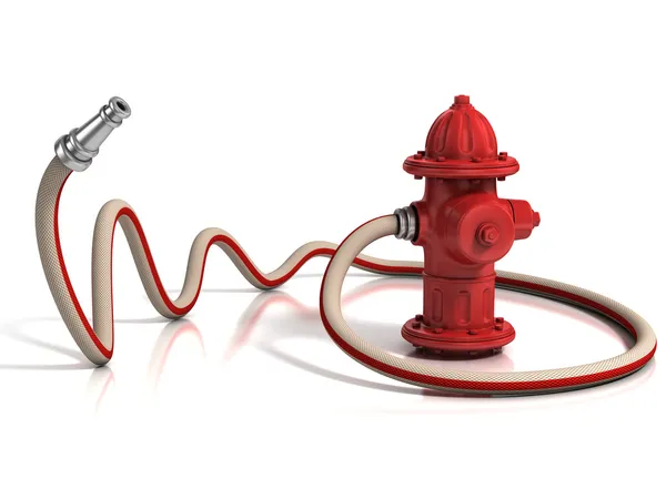 Fire hydrant with fire hose — Stock Photo, Image