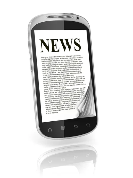 Reading news on touch screen phone 3d concept — Stock Photo, Image